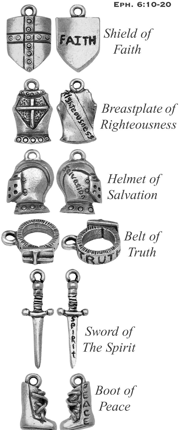 One Full set of Armor of God Charms