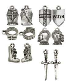 Full set of Armor of God Charms - 6 total